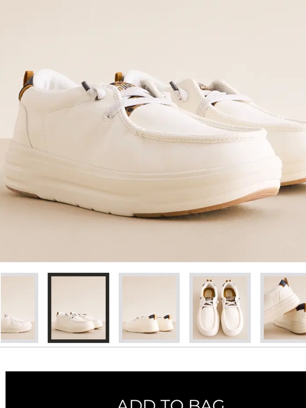 Hey Dude Cream Slip-On Sneakers with Leopard-Print Tongue - Picture 2 of 10